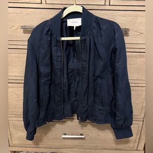 Frame Pleated Navy Bomber Jacket Size L